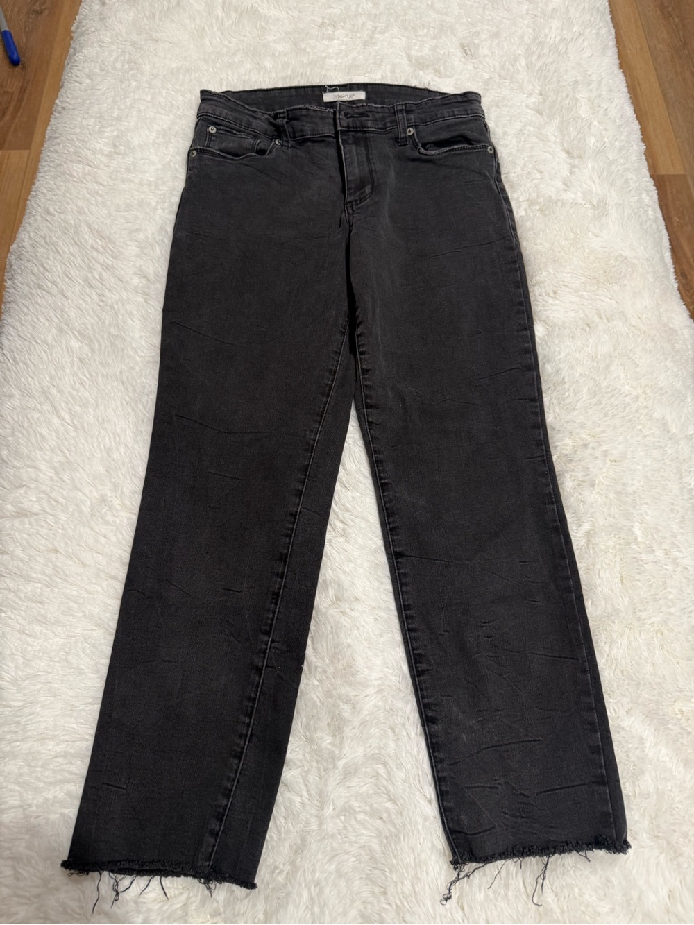 STS Blue Women's Black Straight-Leg Jeans with Raw Hem
